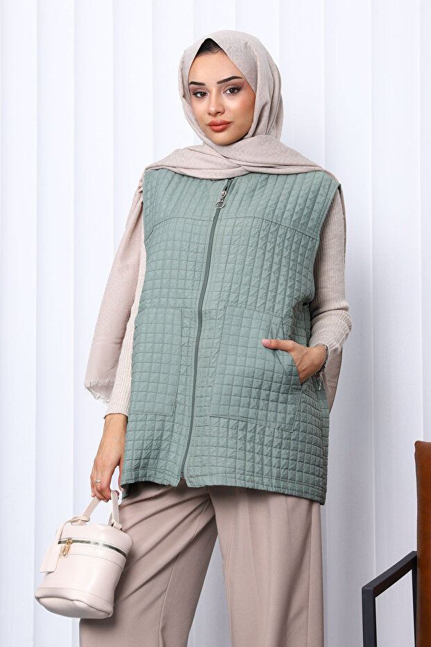 Çağla Kapitone Astarlı Yelek - 1