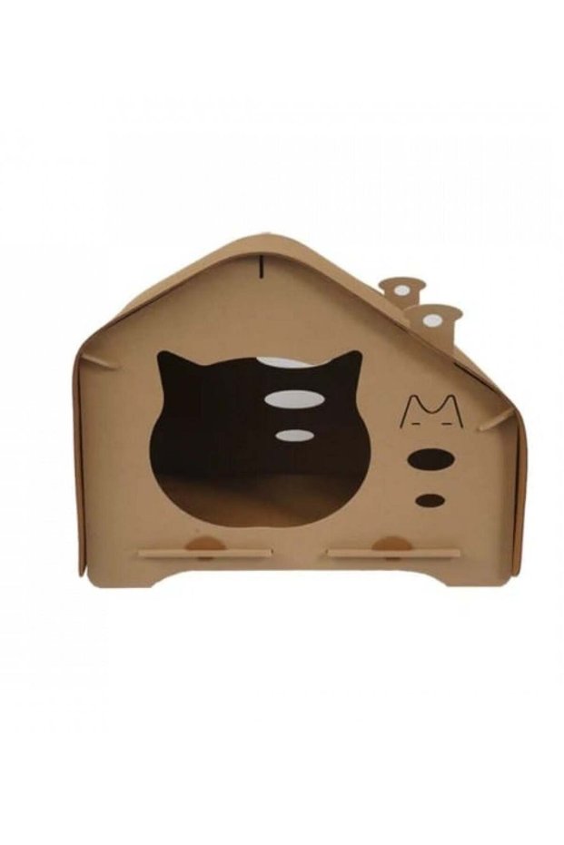 Eco-Friendly Cat Scratcher Toy - Cat Wooden House - Cat House, Pet House - Brown color