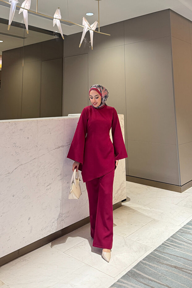 Helin Tesettür Burgundy Set