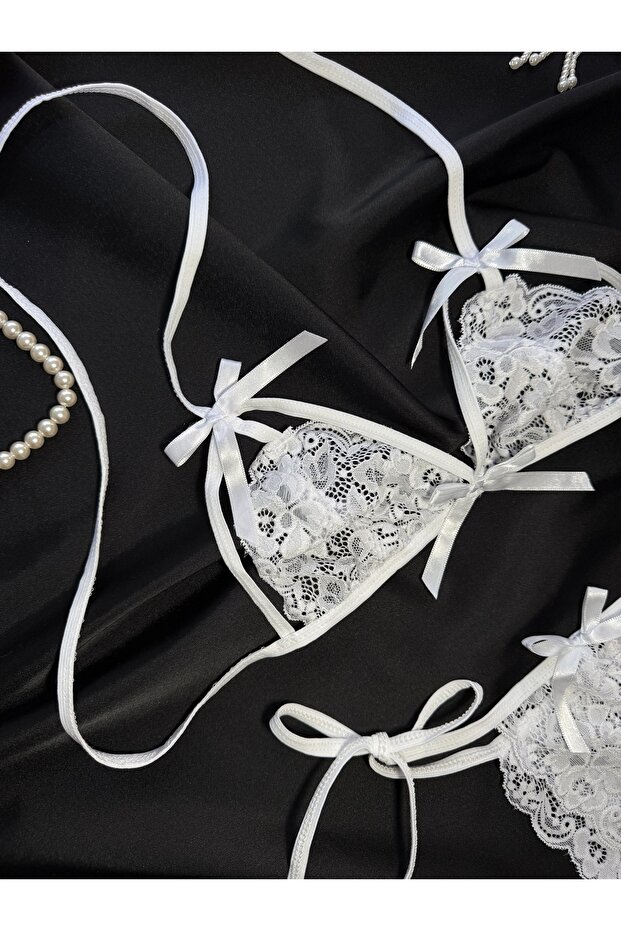 Dantelli Cut Out Kurdele Detaylı İç Çamaşır Takımı - 4