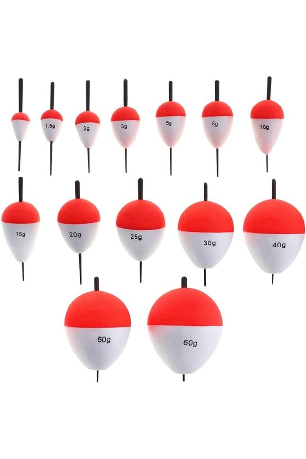 14pcs Fishing Bobbers Hard Foam Snap-on Floats Fishing Floats, Red & White Float Bobbers, Fishing Bo