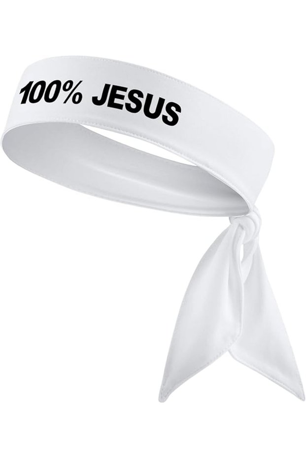 100% Jesus Sports Head Tie Headband Soccer Fútbol Football White Black Athletics Fitness Stretch Sw