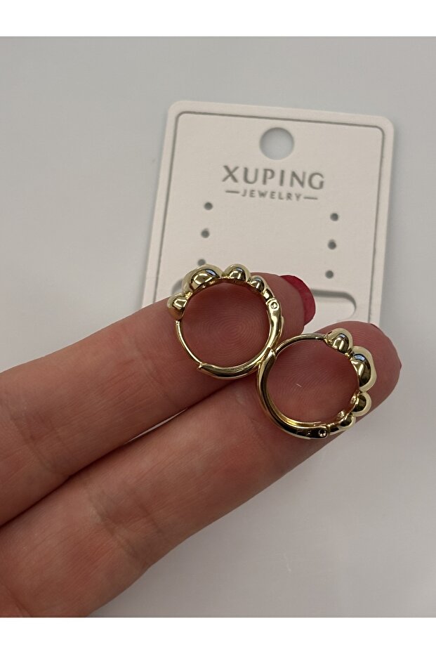 XUping 14K gold renk Minimal Küpe - 2