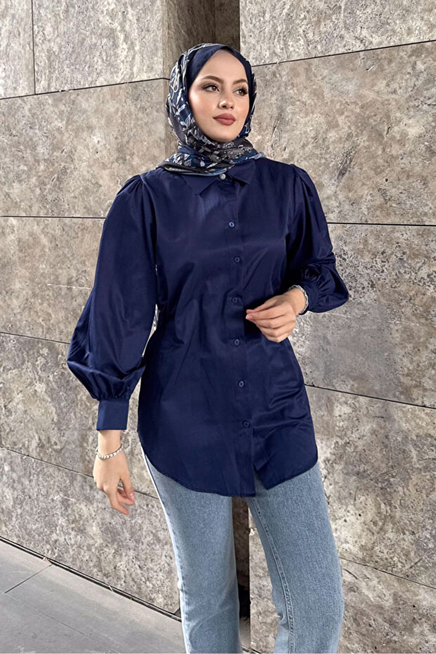 Basic Gömlek - Lacivert - 2