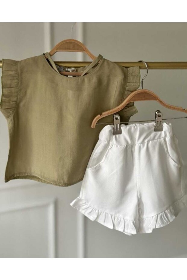 Girls' Linen Shorts Set White Shorts Set