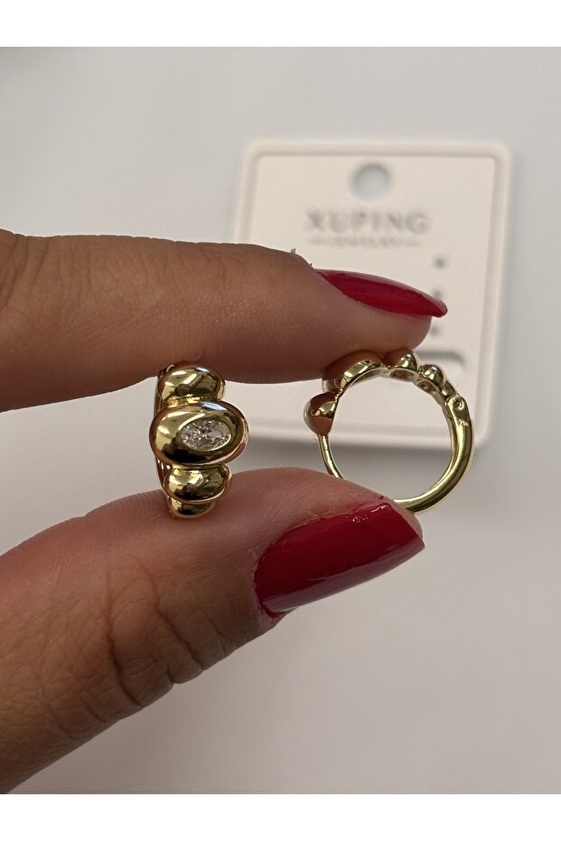 XUping 14K gold renk Minimal Küpe - 1