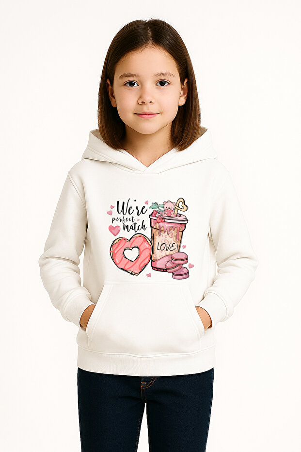 Premium 3 for Children with Donut and Milkshake Print. Yarn Compact Sweatshirt
