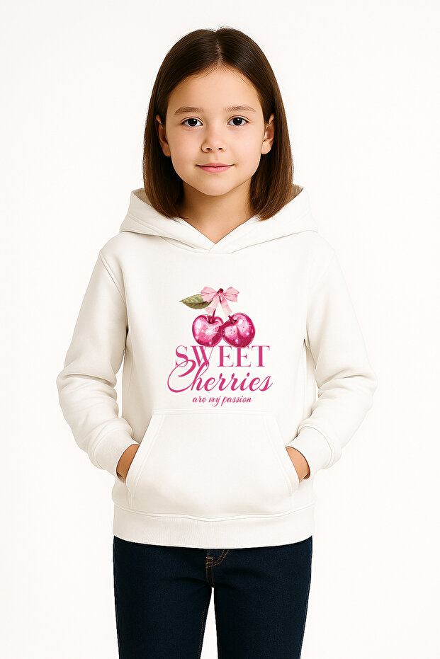 Sweet Cherries Printed Premium 3Rd for Children. Yarn Compact Sweatshirt