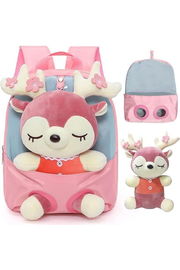 Stuffed Animal kids Plush Backpack, Lovely Toddler Backpack, Cartoon Preschool Purse for Kids, Suita