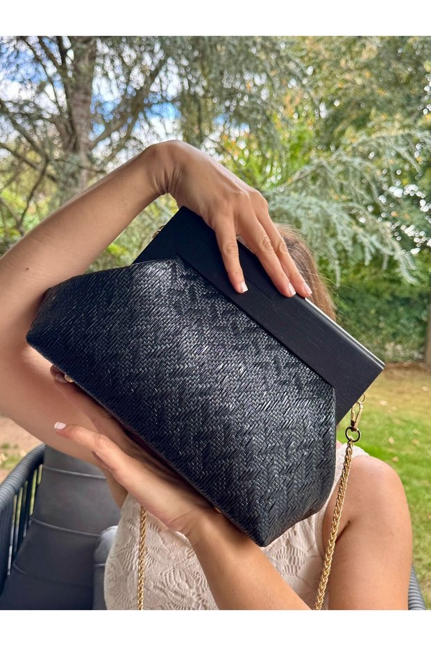 Bahram Petite - Leather Bag, Wooden Scholarship Leather Bag, Clutch, Handbag, Arm Bag, Shoulder Bag