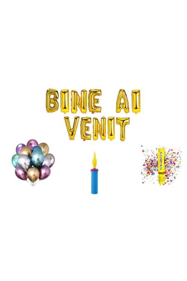 Welcome message balloon set, gold, 64 pcs