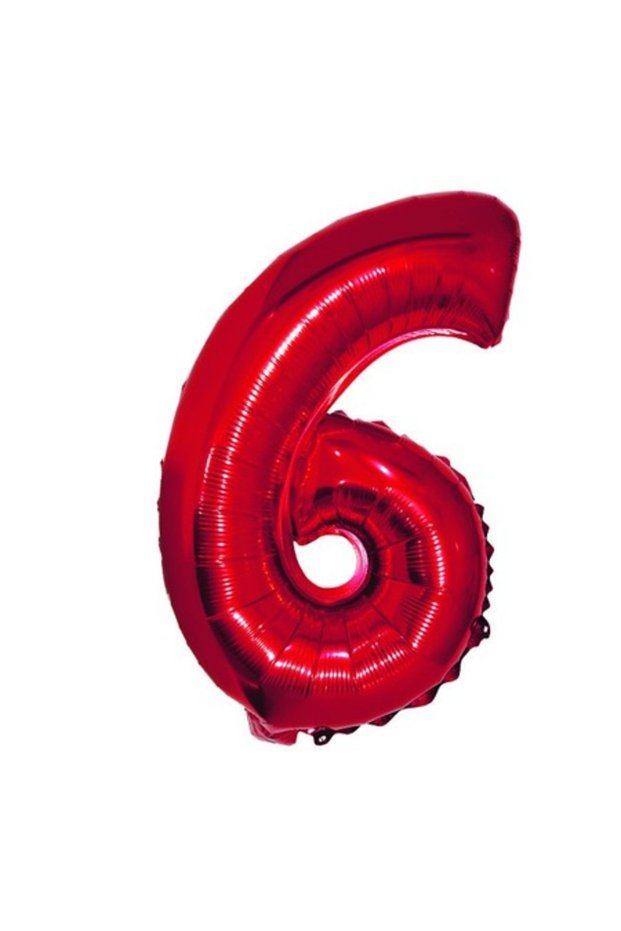 Number 6 balloon, red, 100cm