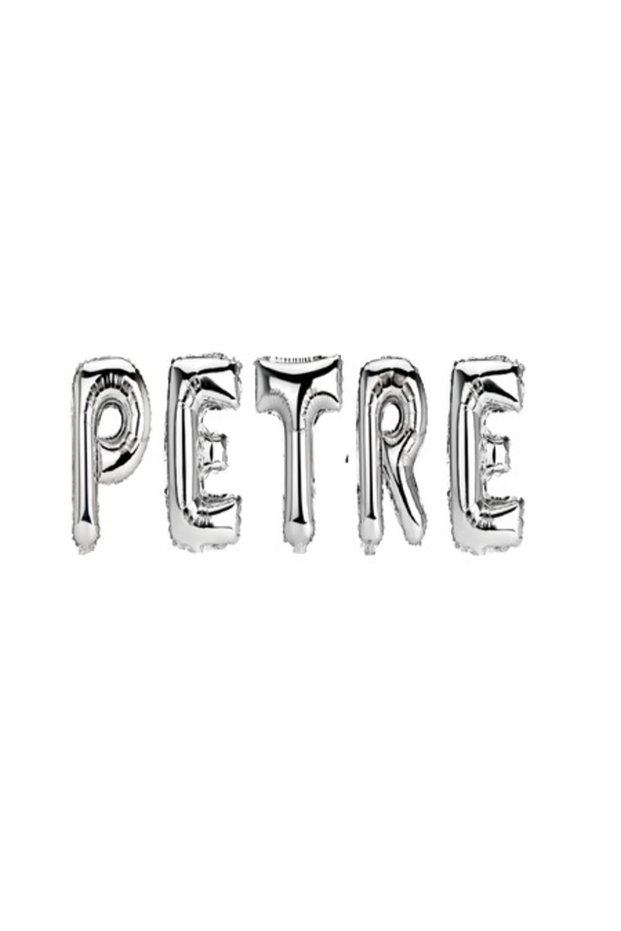 Petre Name Balloon Set, Silver, 40Cm