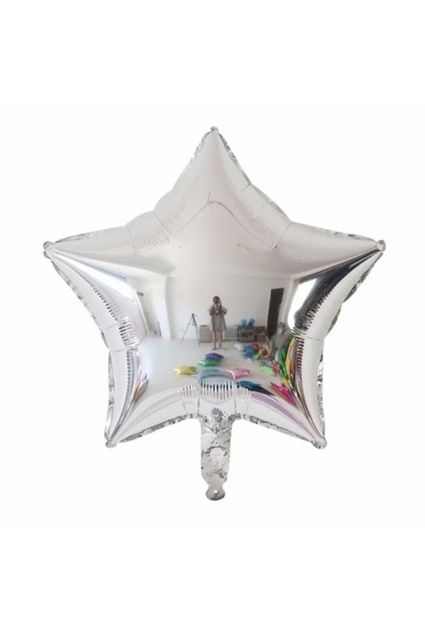 Silver star foil balloon 25cm