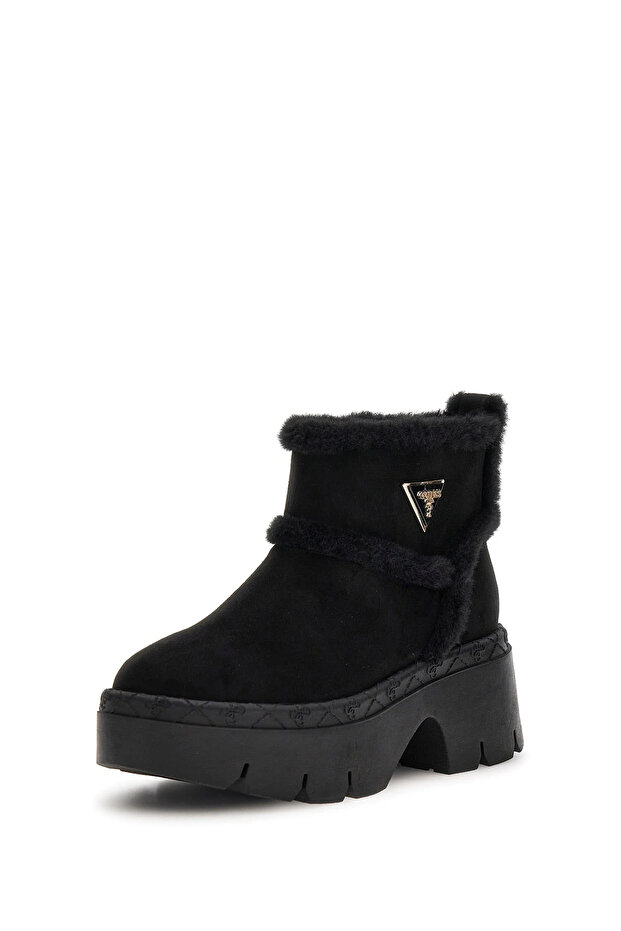 Kadın Bridgete Kürk Astarlı Platform Bot - Siyah - 5