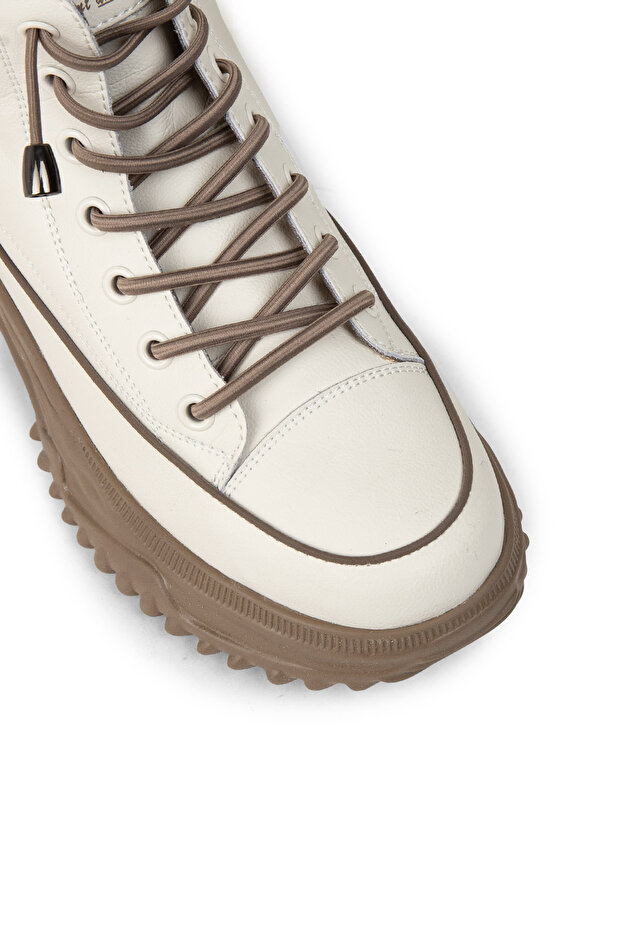 Kadın Hakiki Deri Bej Sneaker Bot - 5