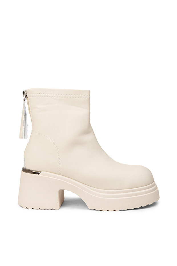 Kadın Bej Fermuarlı Bot - 1