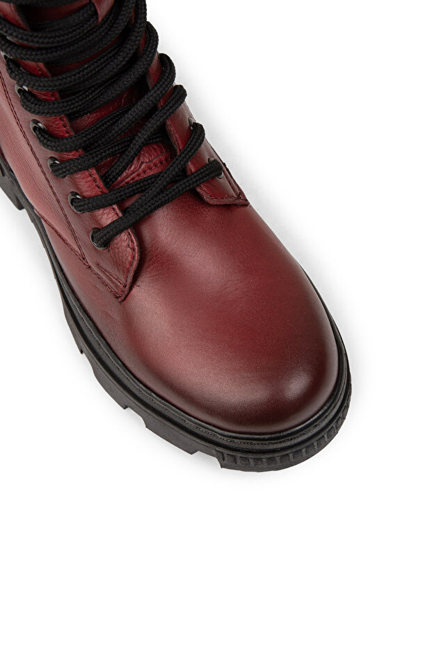 Kadın Bordo Hakiki Deri Postal Bot - 5