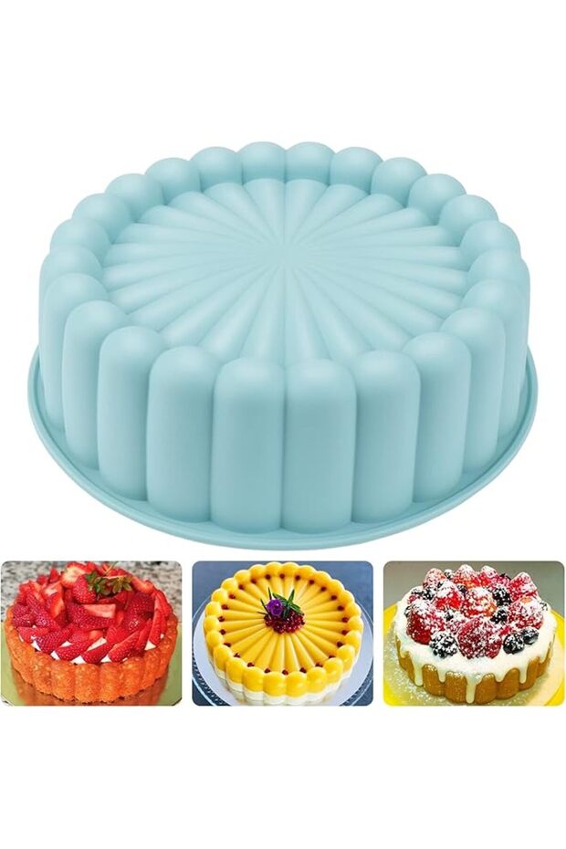 Charlotte Cake Pan Silicone 18cm Nonstick Round Mold for Cheesecake, Brownie & Tart, Green