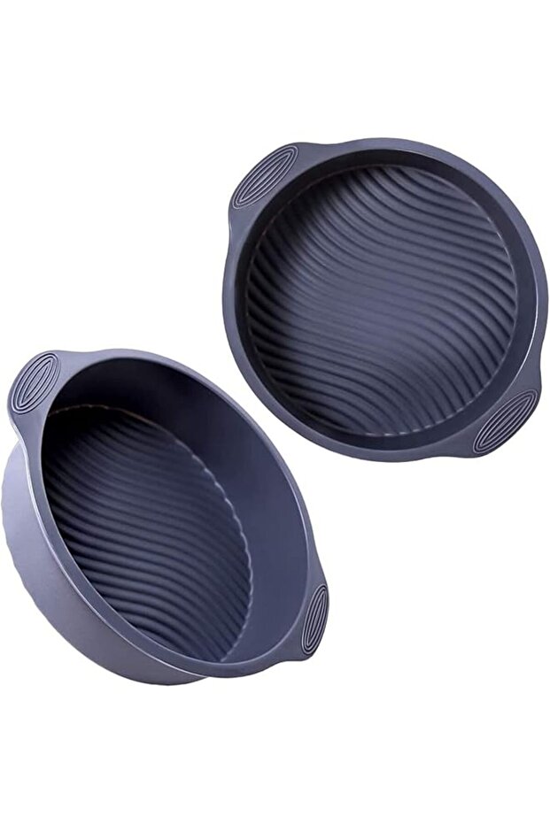 Silicone Round Cake Pan Nonstick Reusable Large Cake and Bread Mould Gray Bakeware