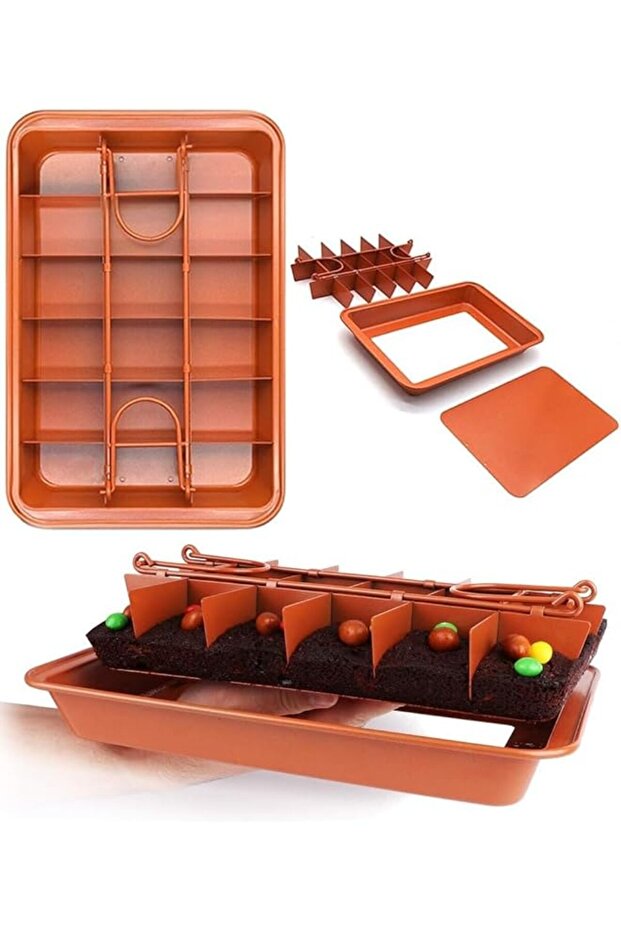 Brownie Pan with Dividers – Steel Bite-Size Edge Pan Makes 18 Pre-Cut Brownies at Once