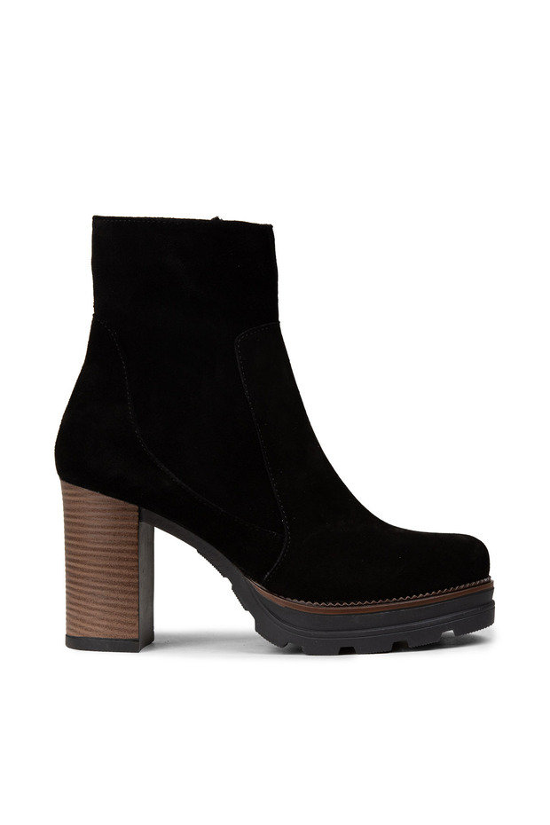 Kadın Hakiki Süet Siyah Platform Bot - 1