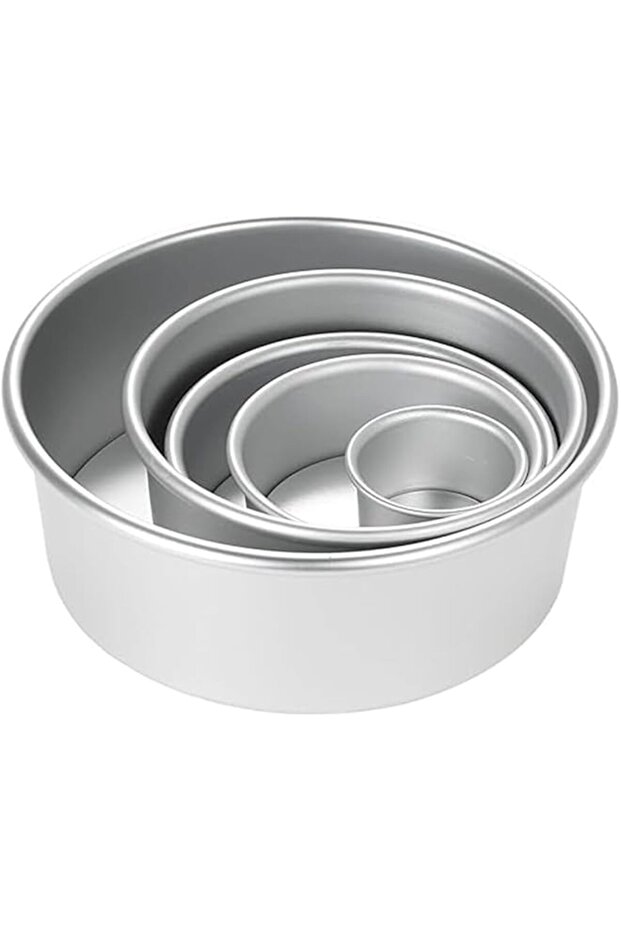 5-Piece Aluminum Round Cake Pan Set – Chiffon Baking Molds with Removable Bottom