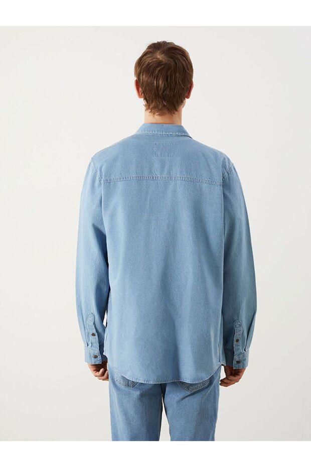 LCW Jeans Regular Fit Uzun Kollu Erkek Jean Gömlek - 4