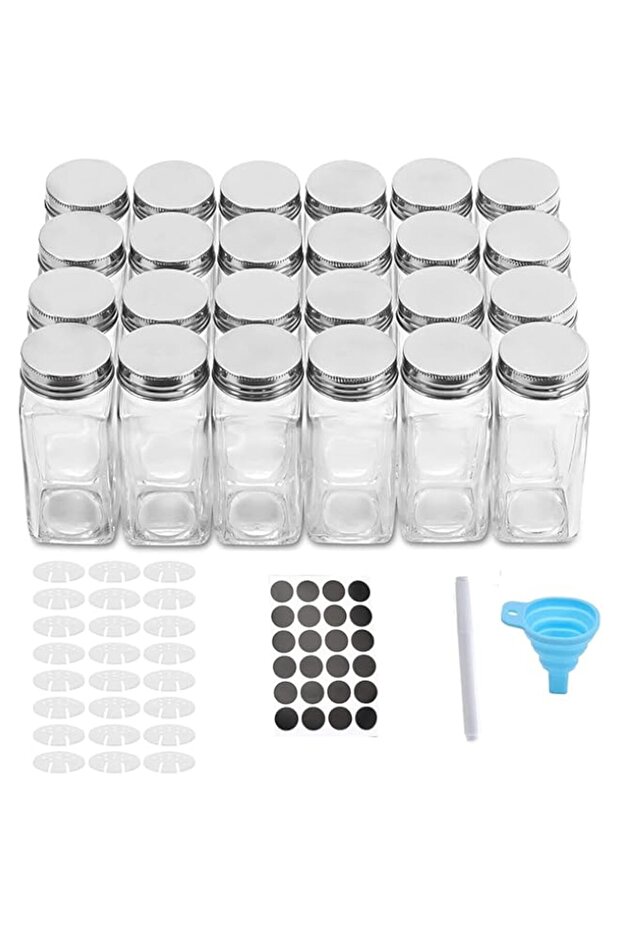 Arabest Glass Spice Jars, 24 Pcs 120ml Clear Spice Seasoning Containers with Spice Labels, Spice Bot