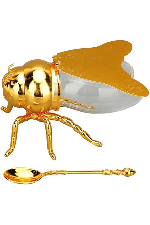 Cryfokt Bee Honey Jar, Bee Shaped Glass Honey Pot, Decorative Beehive Honey Containers, Syrup Dispen