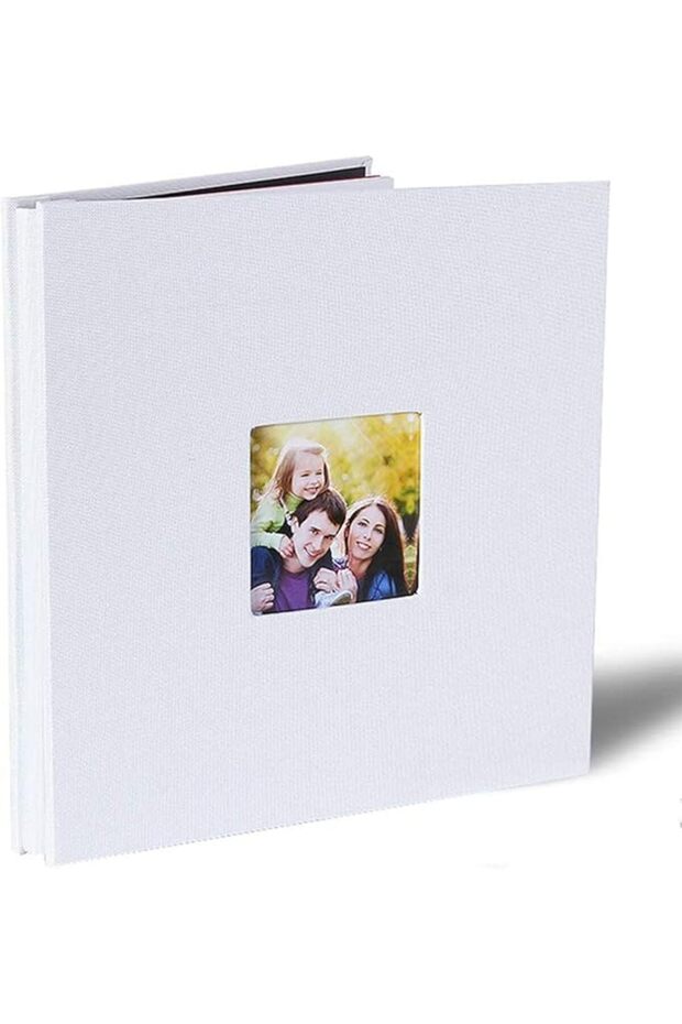 Large Photo Album Scrapbook with Window, Linen Self Adhesive Scrap Book, Wedding Anniversary Birthda