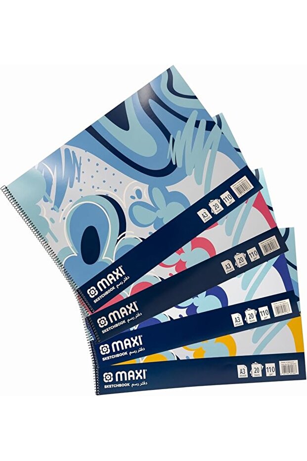 Spiral Sketch Book White A3 (297x420mm) 110Gsm 20 Sheets,Assorted Colour. Per Pc