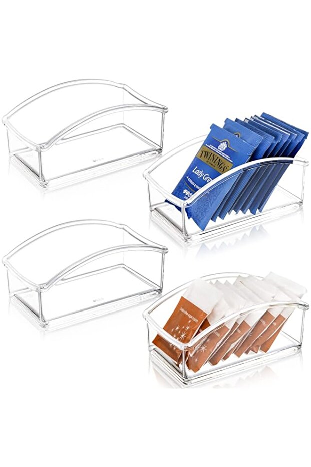 i 2 Pack Acrylic Tea Packet Organizer, Clear Tea Storage Box for Countertop, Cabinet, Kitchen Pantry