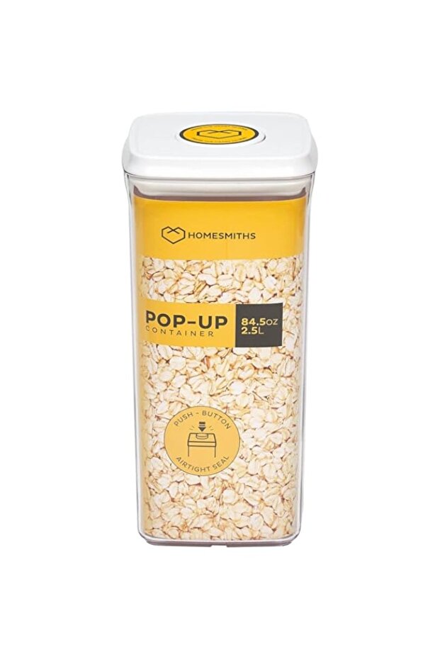 Homesmiths Airtight 2i5 Liter Square Food Popup Container, Kitchen & Pantry Organization, Plastic Ca