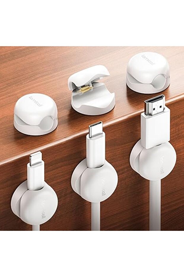 Cable Clips, Spring Cord Organizer Holder - 6Pack Latest Compact Desk Cable Management Clips, Nights