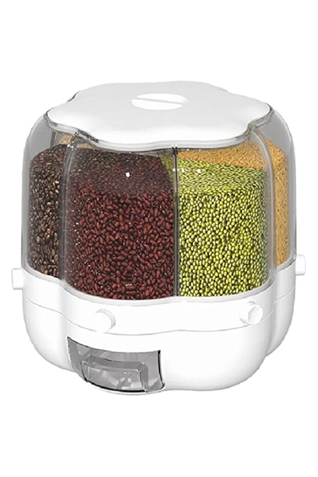 DXDYDZ 6 Grid Rotating Food Dispenser Round Rice Storage Container Rice Bucket Rice Storage Tank Sea