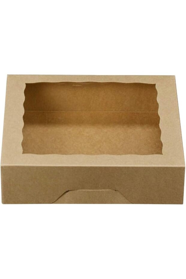 ONE MORE 10inch Natural Kraft Bakery Pie Boxes With PVC Windows,Large Cookie box 10x10x2i5inch 12 of