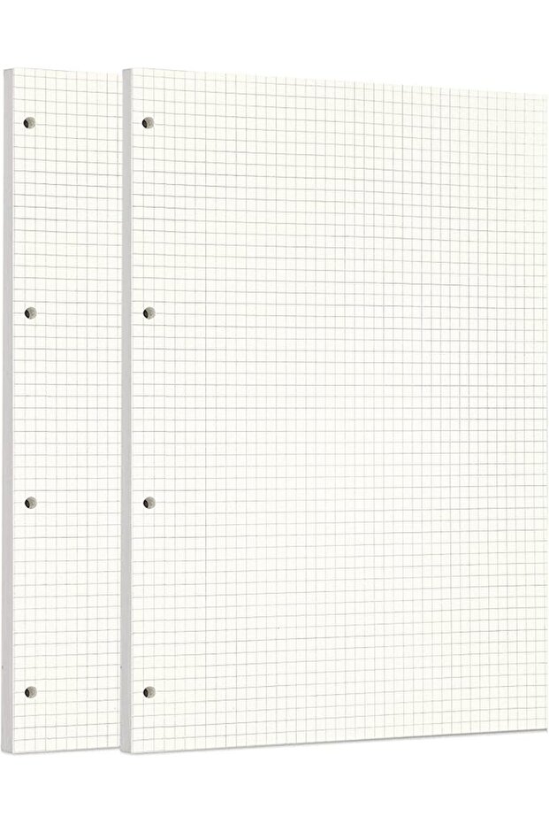2 Pack A4 90 Sheets/180 Pages Squared Loose Leaf Punched Paper Refills Paper for 4 Hole Binder Perso