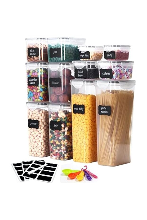 12 PCS Airtight Food Storage Containers with Lids Transparent Plastic Food Containers Kitchen Pantry