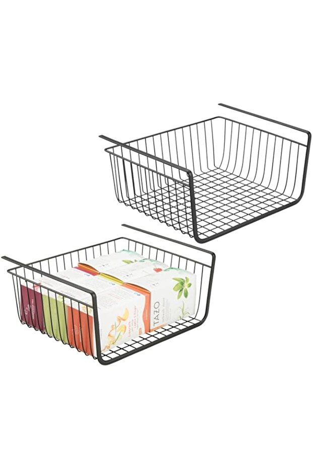 mDesign Household Metal Under Shelf Hanging Storage Bin Basket with Open Front for Organizing Kitche