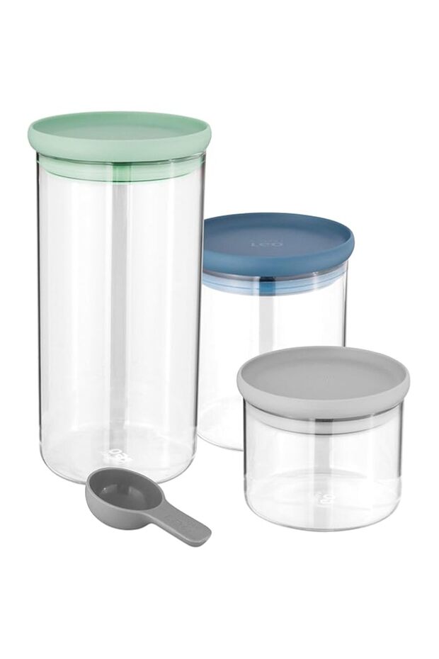 BergHOFF Leo 3 set Storage Container with Air Tight lid, Heat resistant glass, Polypropylene, Dishwa