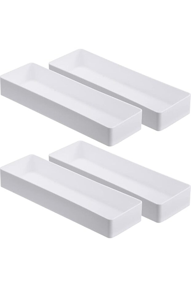 2 Pack Plastic Drawer Organizer, 9i5 x 3 x 1i4 In Tabletop Organizer Tray Stationery Holder White Ha