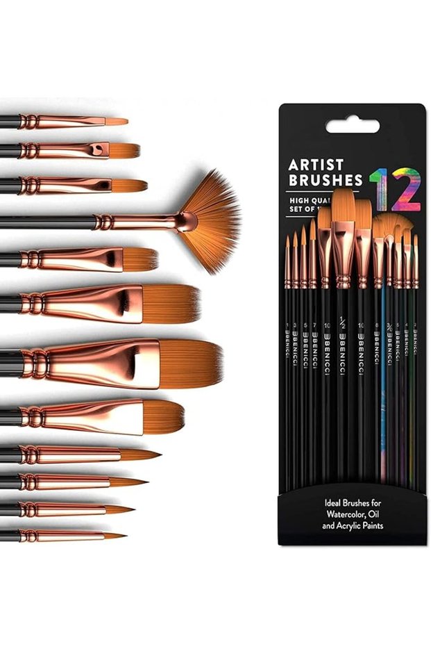 Professional Artist Paint Brushes set with Nylon Hair Painting Brush Great for Acrylic, Face, Nail A