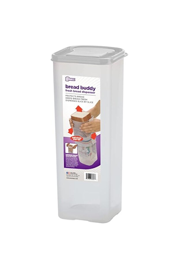 Buddeez Bread Buddy Bread Box – Fresh Bread Storage Container, Plastic Sandwich Bread Dispenser, W - 1
