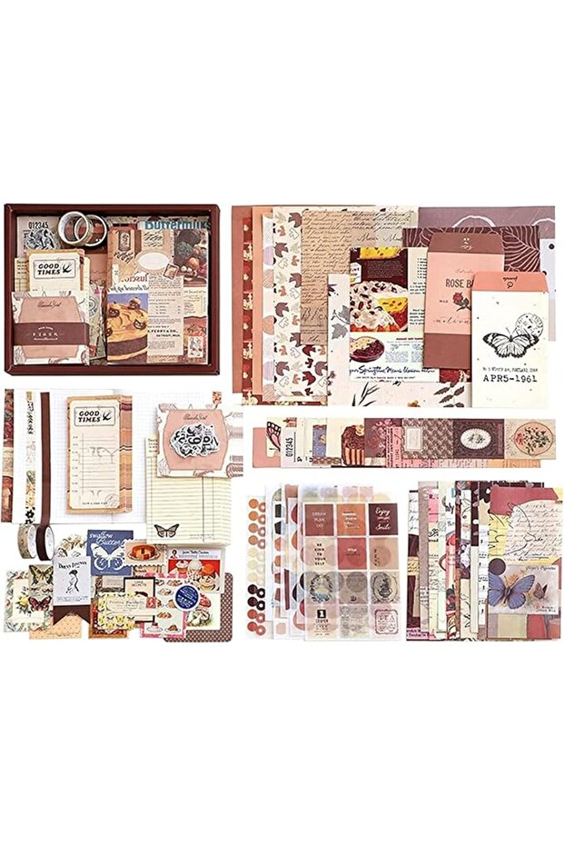 Scrap Book Cute Stationery Set for Kids 155 Items/ 348 Pcs, A6 Journal Notebook, DIY Journaling Kit,