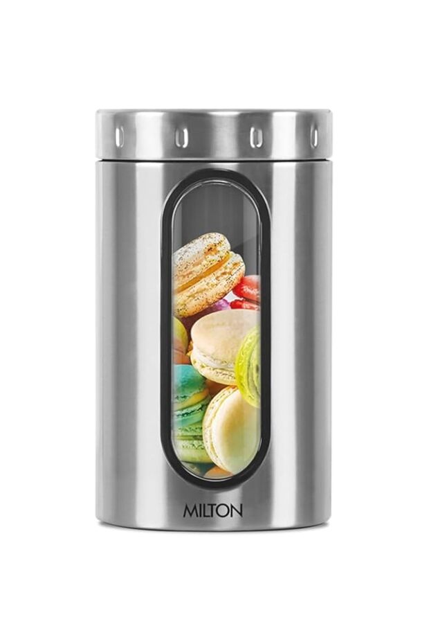 MILTON Steel Crispy 2500 Storage Jar, 2i5 Litres, Silver | Light Weight | Odour Proof | Dishwasher S