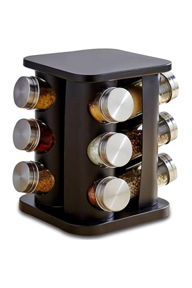 Revolving Spice Rack Organizer with 12 Jars, Countertop Spice Seasoning Rack Tower with 12 Glass Jar