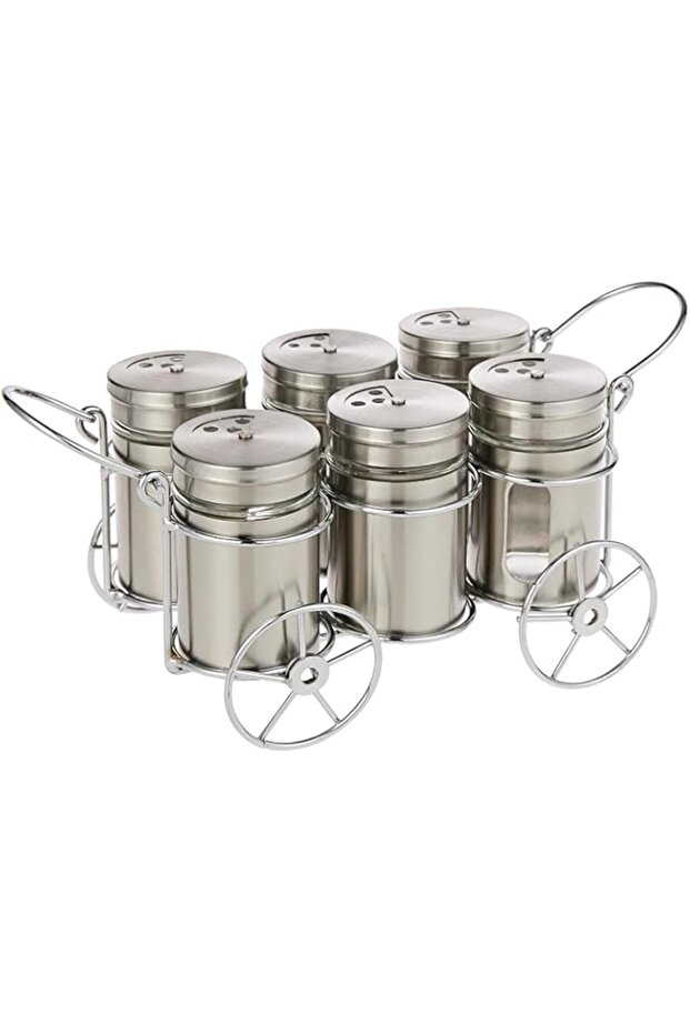Servewell Tabletop 6Pcs Glass Spice Jar Set With Stand 19.5x12.6x11.5Cm