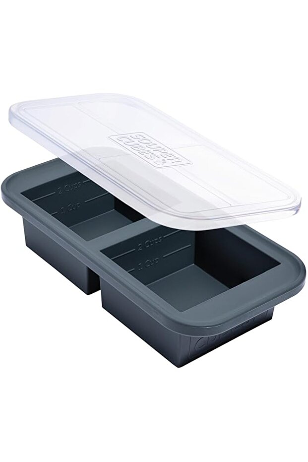 Souper Cubes 2 Cup Silicone Freezer Tray With Lid - Easy Meal Prep Container and Kitchen Storage Sol