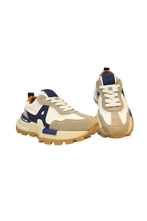 Men's Thick Non-Slip Rubber Sole Lace-Up Color Detailed Sneakers Shoes